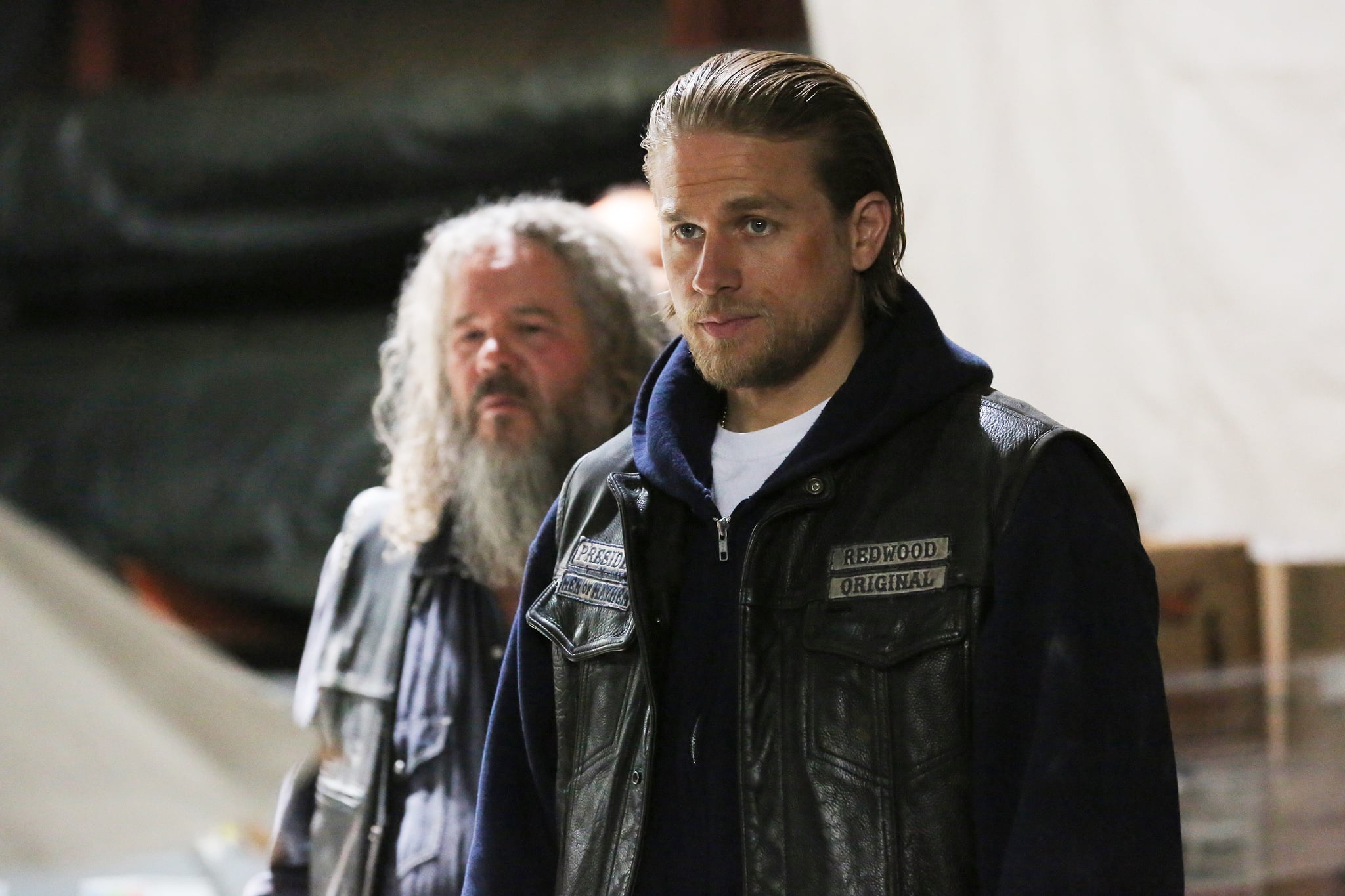 SONS OF ANARCHY, l-r: Mark Boone Junior, Charlie Hunnam in 'Smoke 'em If You Got 'em' (Season 7, Episode 6, aired October 17, 2014). ph: Prashant Gupta/FX/courtesy Everett Collection