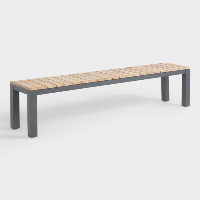 Gray Metal and Wood Alicante Outdoor Dining Bench