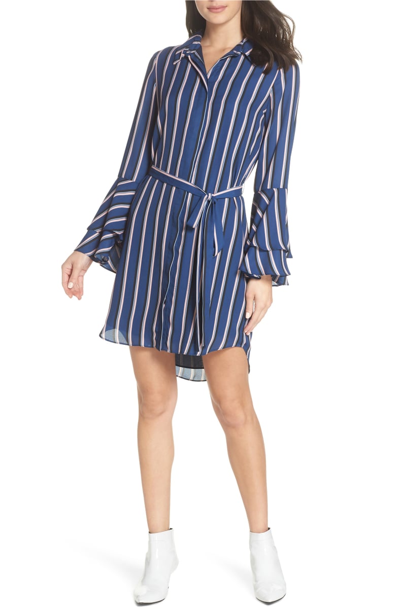 Charles Henry Tiered Bell Sleeve Shirtdress