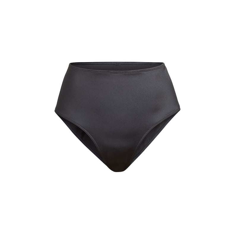 Skims Stretch Satin High-Waisted Brief in Onyx