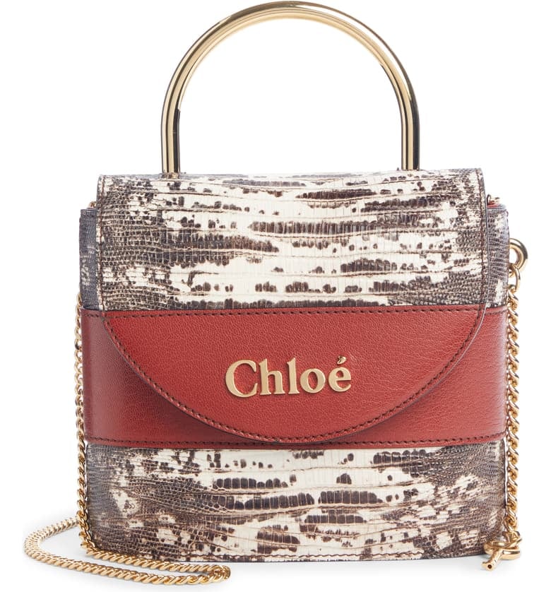 Chloé Aby Lock Lizard Embossed Leather Shoulder Bag