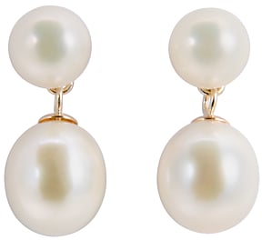 A B Davis 9ct Gold Freshwater Pearl Drop Earrings