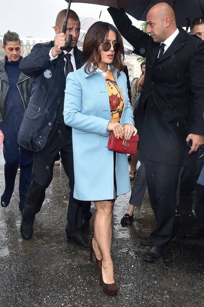 Salma Hayek and Her Husband at Milan Fashion Week