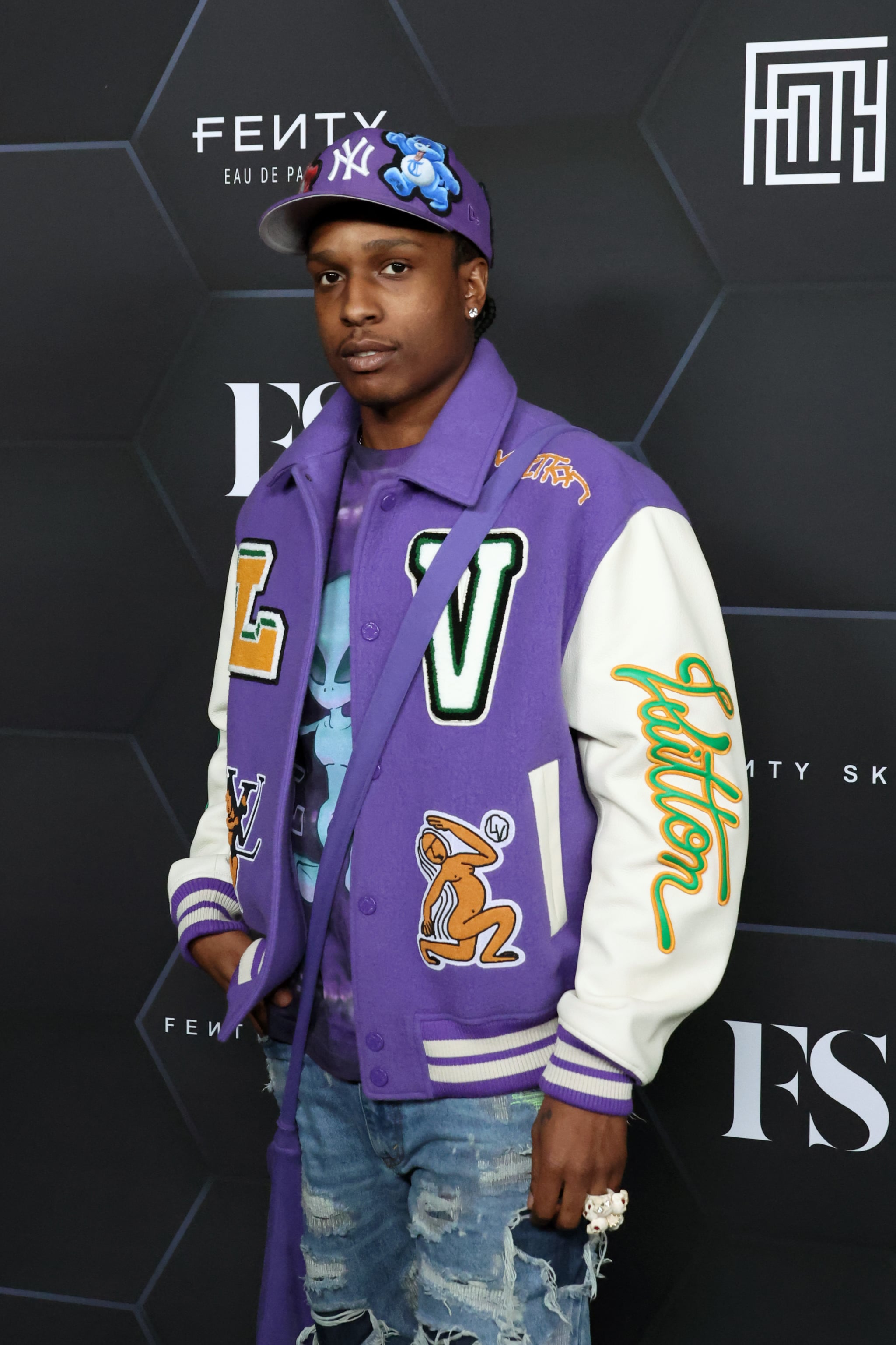 LOS ANGELES, CALIFORNIA - FEBRUARY 11: ASAP Rocky poses for a picture as Rihanna celebrates her beauty brands Fenty Beauty and Fenty Skinat Goya Studios on February 11, 2022 in Los Angeles, California. (Photo by Mike Coppola/Getty Images)