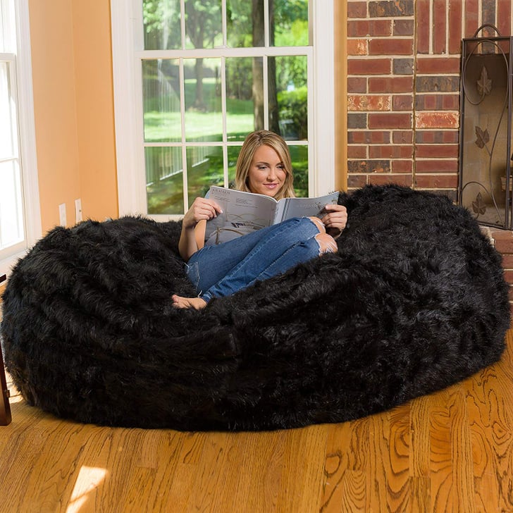 Buy the Comfy Sacks Fuzzy Bean Bag in Black | This Giant Fuzzy Bean Bag ...