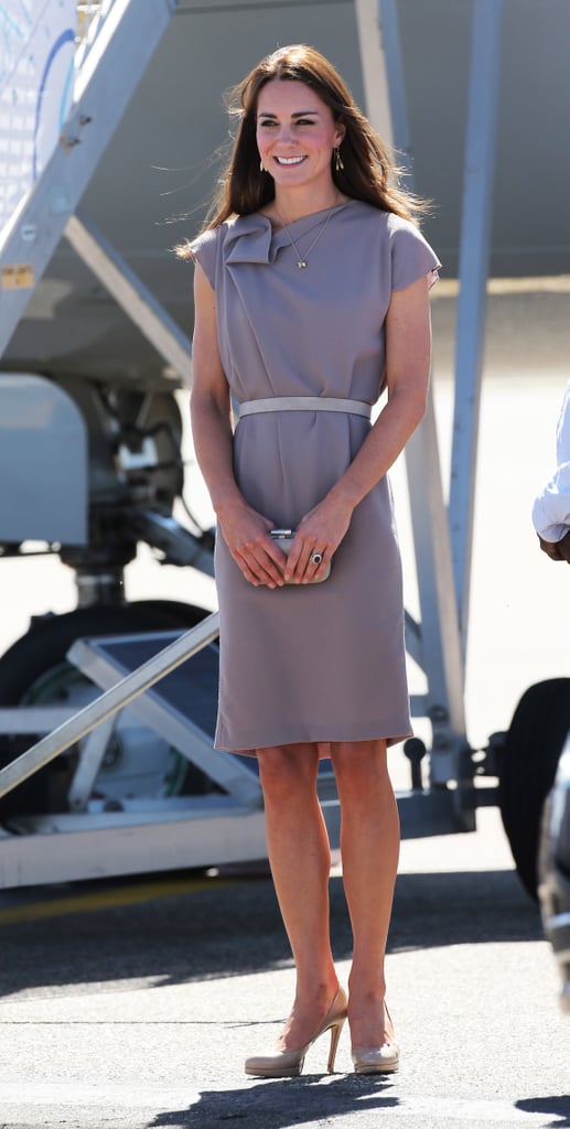 Roksanda Illincic at Ularu: For a trip to the desert, it was a soft grey dress worn with LK Bennett 'Sledges' and clutch, gold Catherine Zoraida earrings, and Asprey's 'Woodland charms' necklace.
