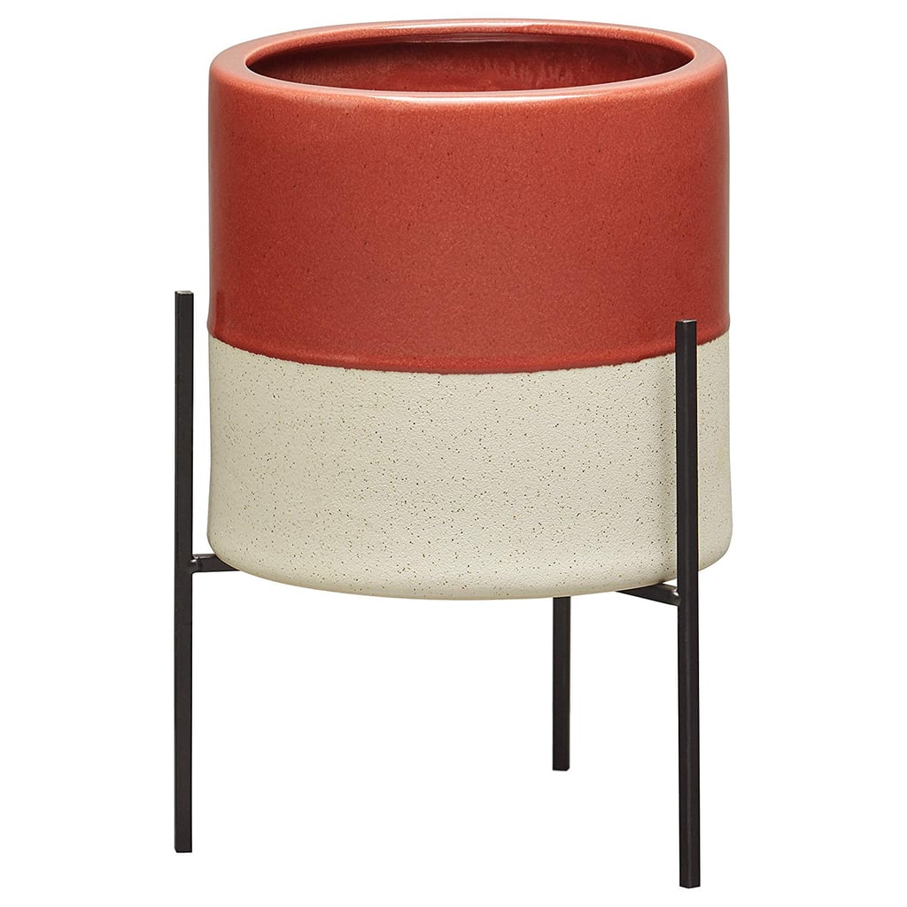 Rivet Mid-Century Ceramic Planter With Stand