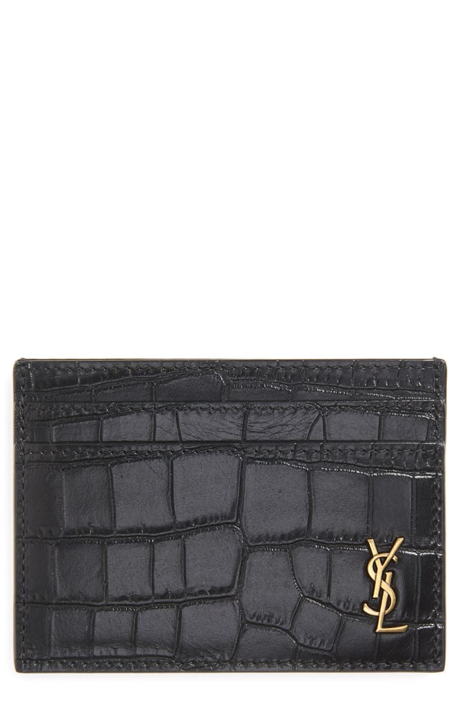 A Stylish Card Holder: YSL Monogram Croc Embossed Leather Card Case