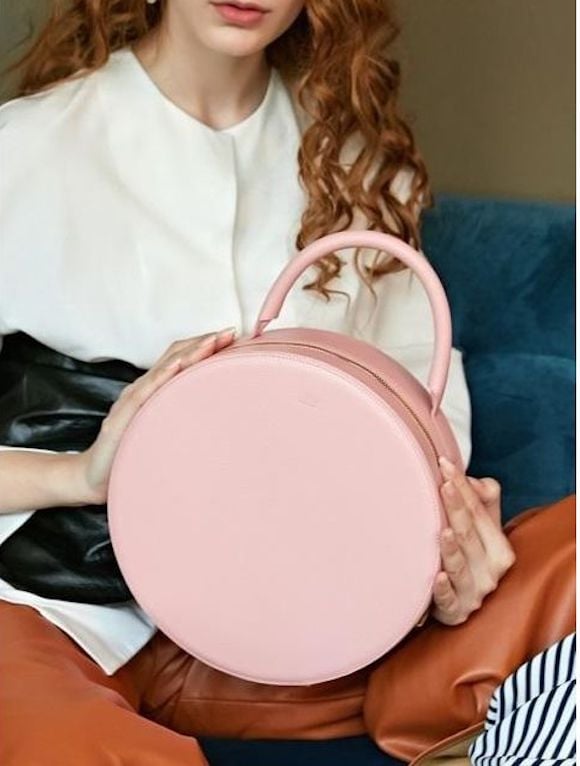round pink bag