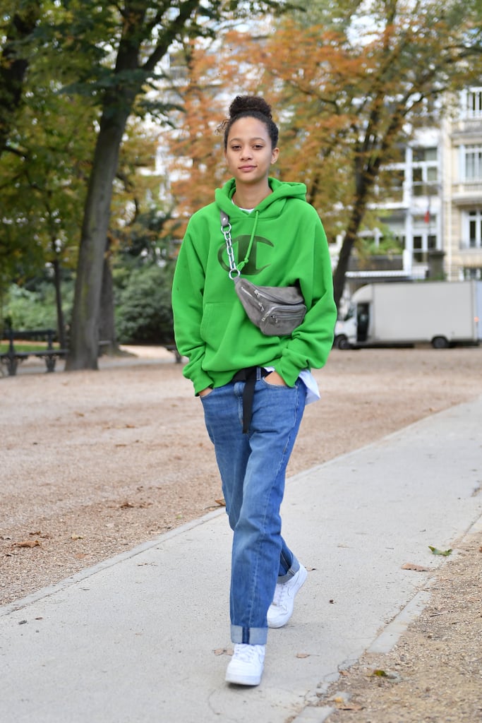 Swing an edgy style over your hoodie to toughen up a simple outfit.