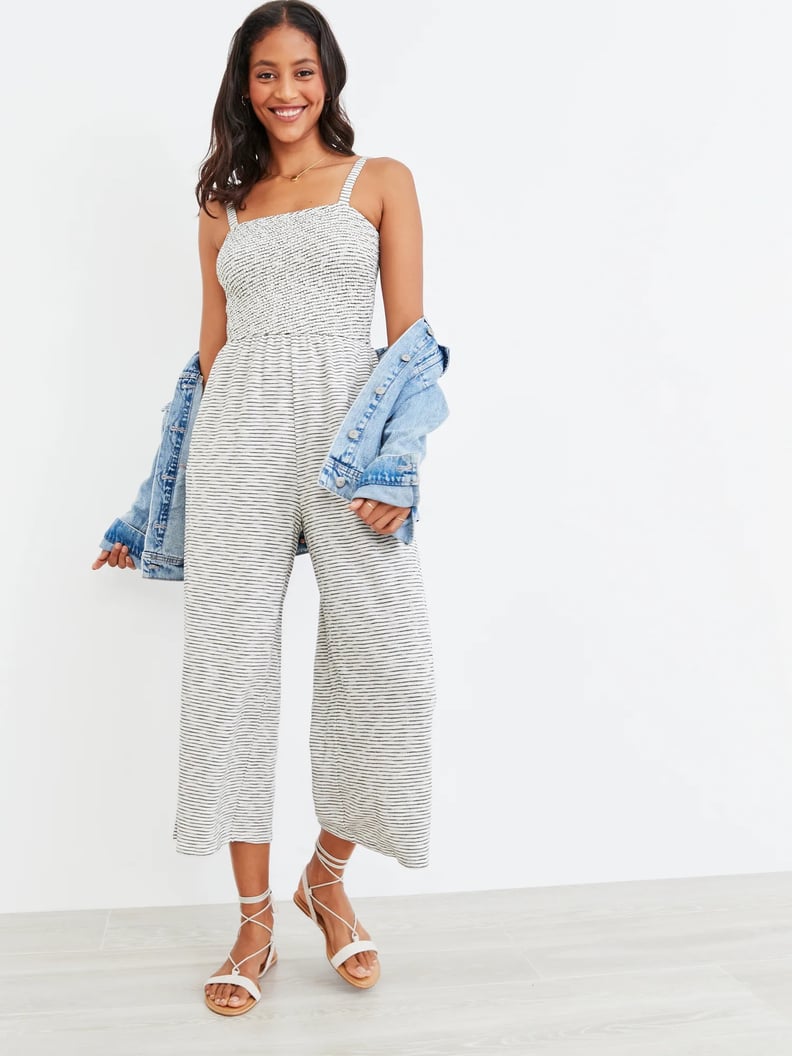 Old Navy Smocked-Top Textured-Stripe Cami Jumpsuit