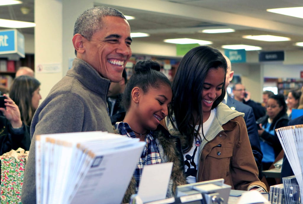 President Barack Obama headed to the bookstore with Sasha and Malia for Small Business Saturday in November.