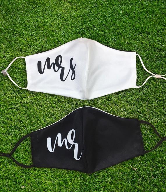 Luxury Soft Silk Satin Mr & Mrs. Wedding Masks