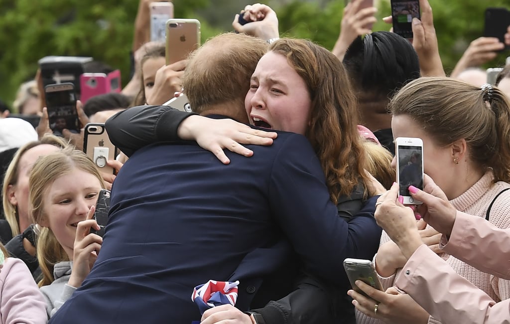 Prince Harry Hugs Sobbing Young Woman Australia 2018