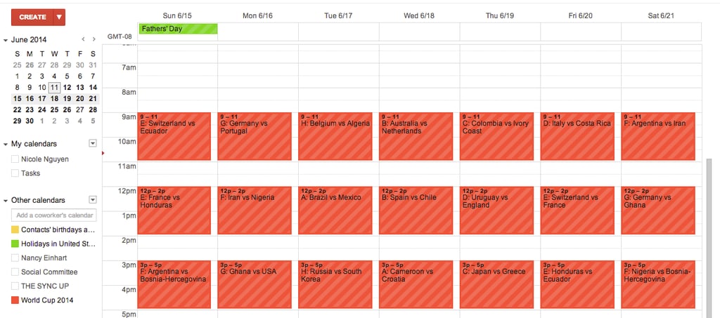 Add the entire World Cup schedule to your Google Calendar. | World Cup