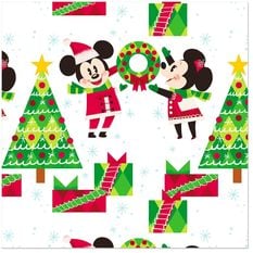 Disney Mickey and Minnie With Christmas Trees Wrapping Paper