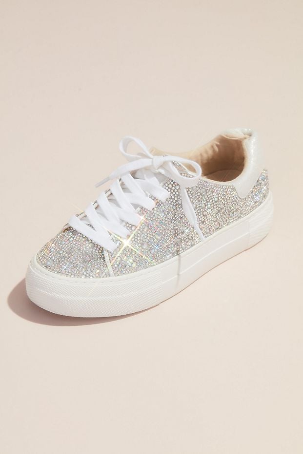 Glitter Sneakers: David's Bridal Sparkly Crystal Platform Sneakers