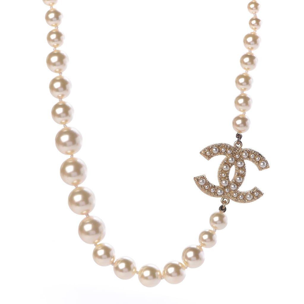 Chanel Graduated Pearl Crystal CC Short Necklace