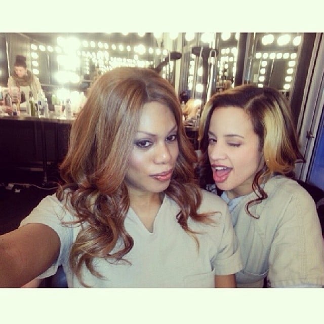 Laverne Cox and Polanco mess around in the makeup room.
Source: Instagram user oitnb