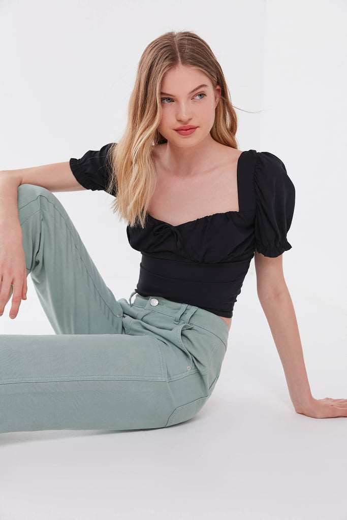 UO Cassia Puff-Sleeve Cropped Top