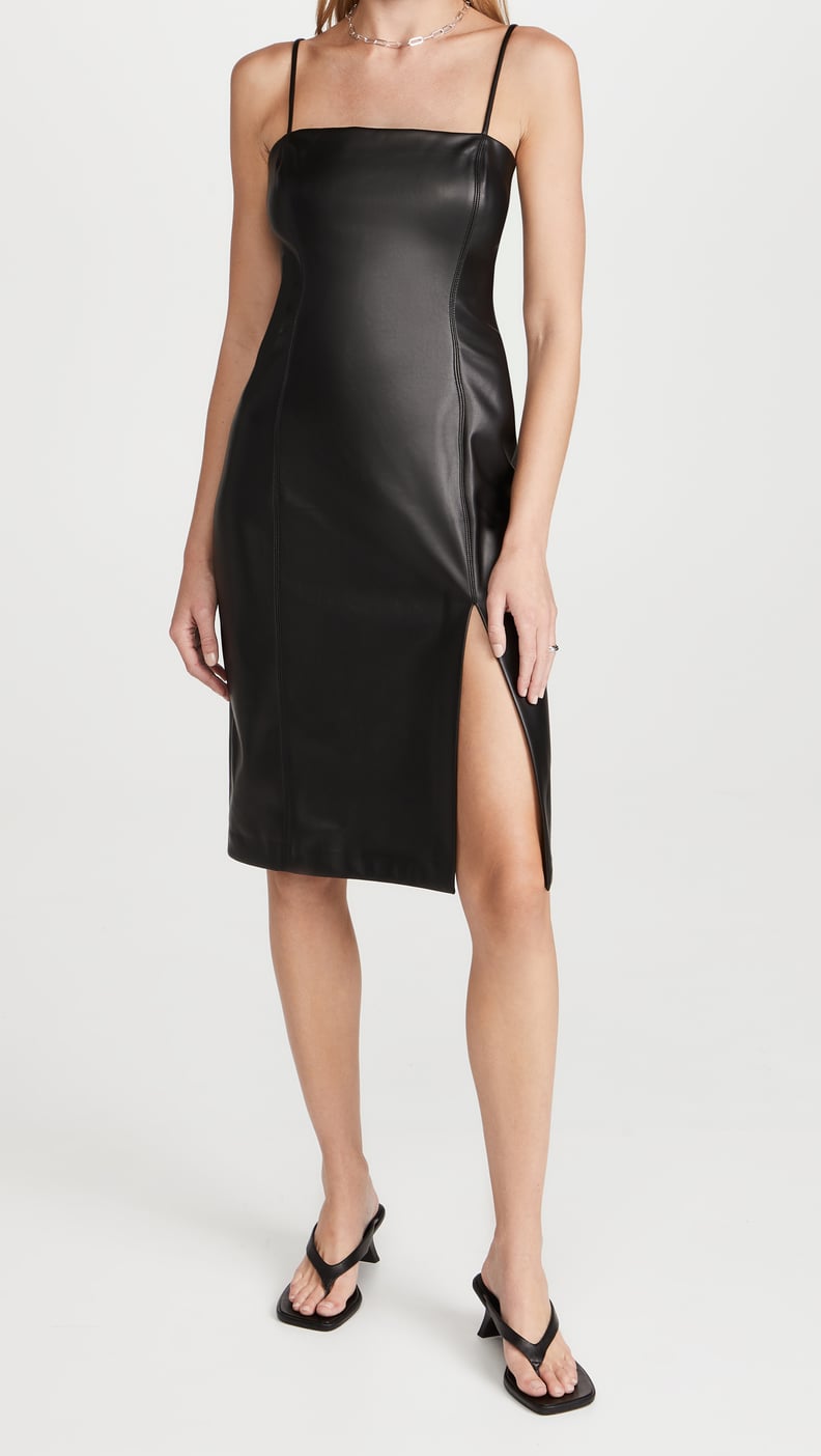 Susana Monaco Faux Leather Thin Strap  Dress