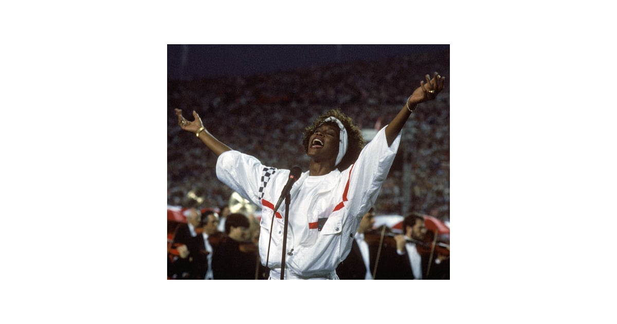 Whitney Houston Sang The National Anthem In 1991 See The Star Studded Super Bowls From Years Past Popsugar Celebrity Photo 42