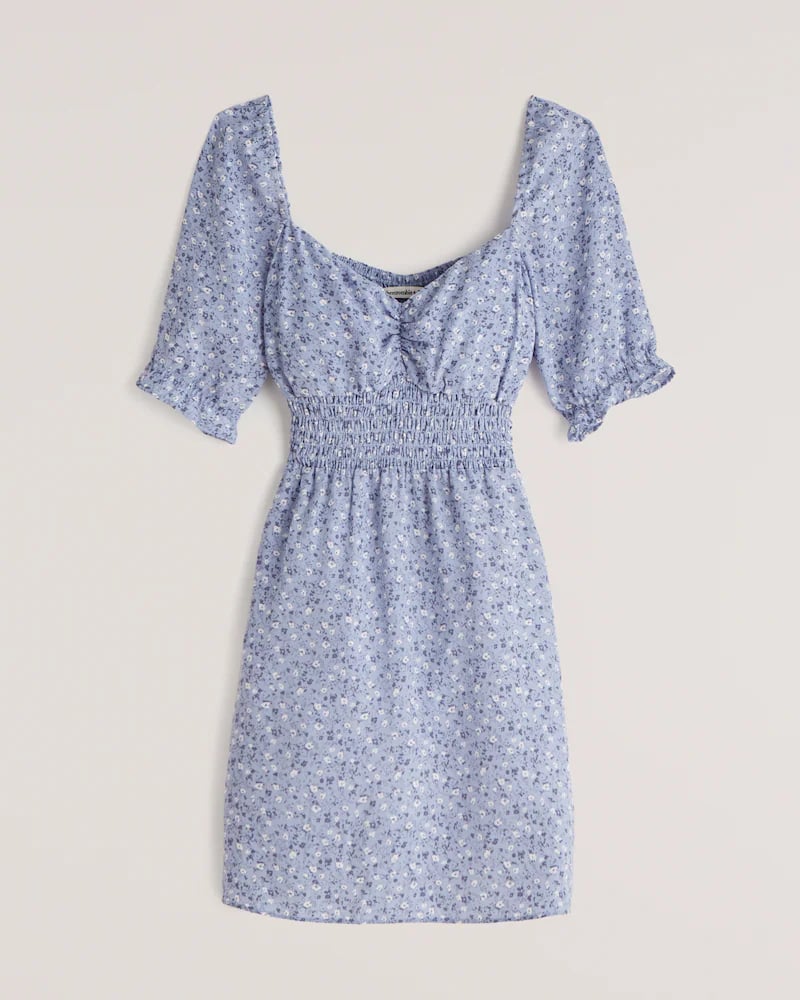 Abercrombie & Fitch Faux Silk Smocked Waist Mini Dress