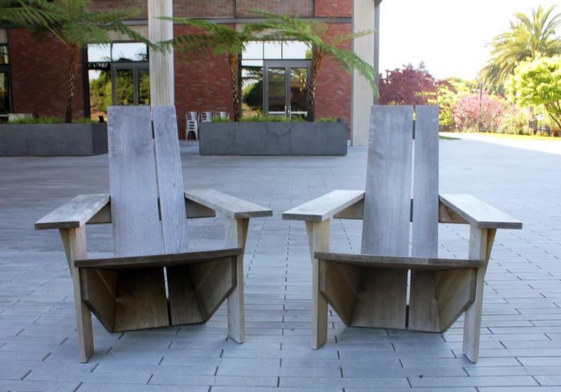 The outside coffee tables and chairs were made from wine barrels.