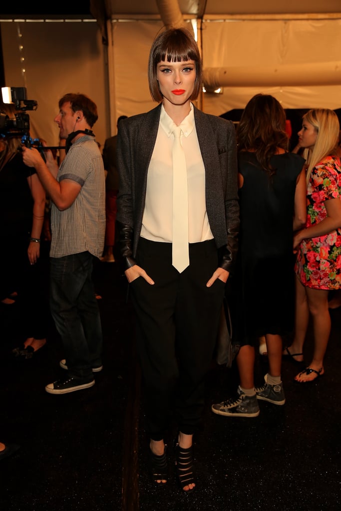 Model Coco Rocha hung backstage at Marissa Webb's presentation on Thursday.