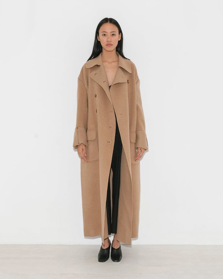 R 13 Camel Raw Cut Coat