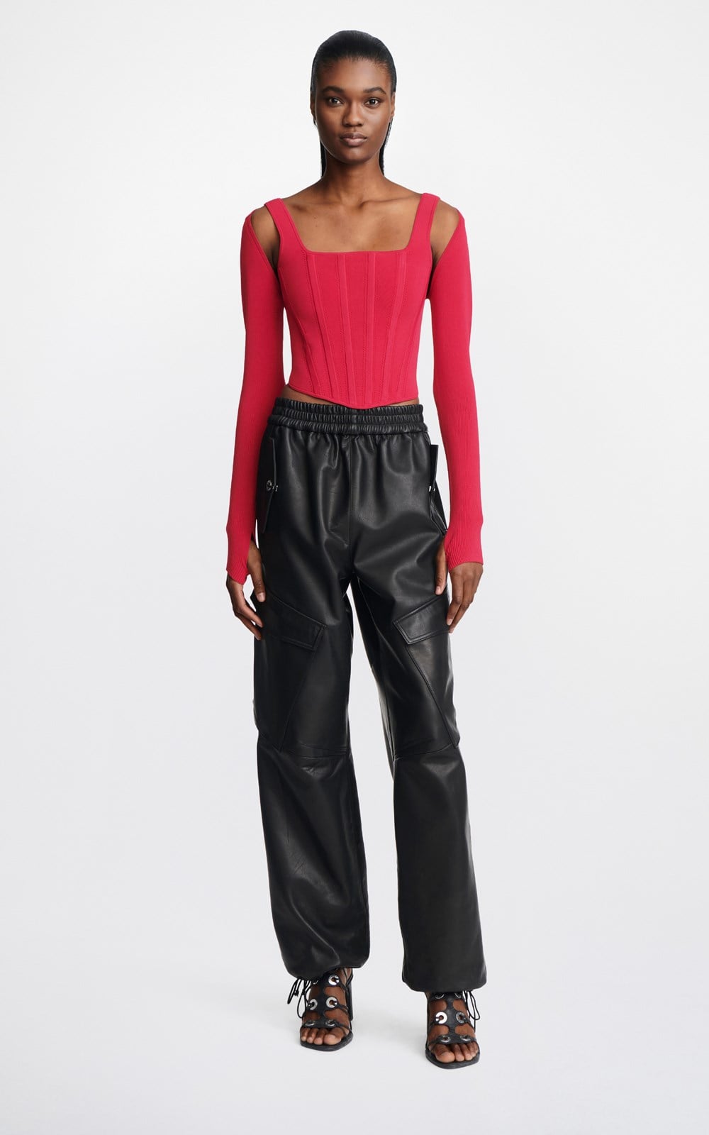 Dion Lee Pointelle Corset Tank Top - Black