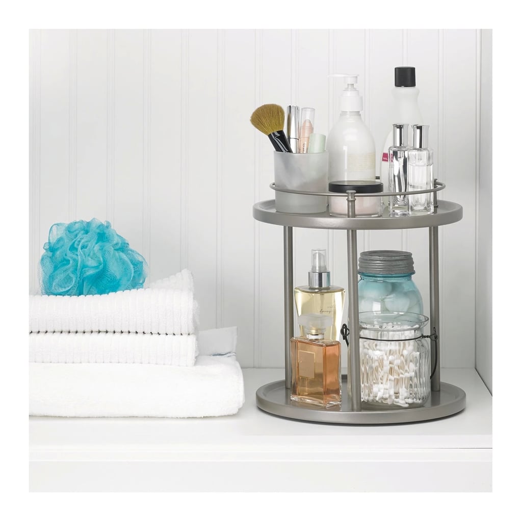 Under Vanity Double Level Spinning Storage Rack in Champagne