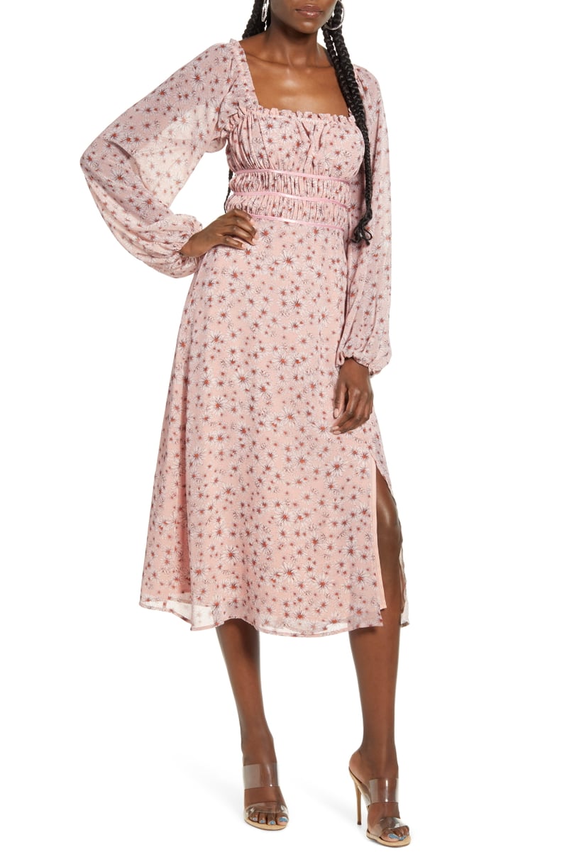 Wayf x Influencing in Color Liza Smocked Long-Sleeved Midi Dress