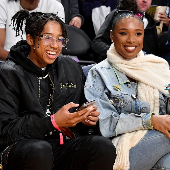 Jennifer Hudson and Son David Otunga Jr. at Lakers Game