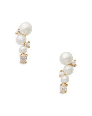 Kate Spade New York Gold-Tone Imitation Pearl And Pavé Bow Reversible Front  And Back Earrings Reviews Fashion Jewelry Jewelry Watches Macy's |  