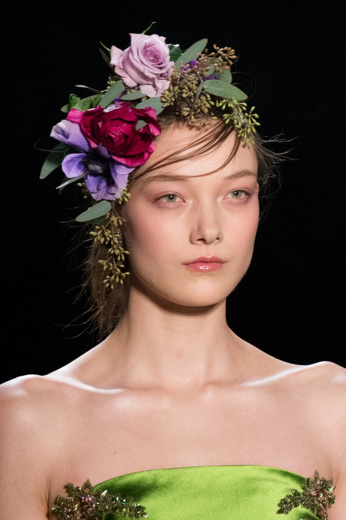 Marchesa Flowers Sewn Hair New York Fashion Week Fall 2017