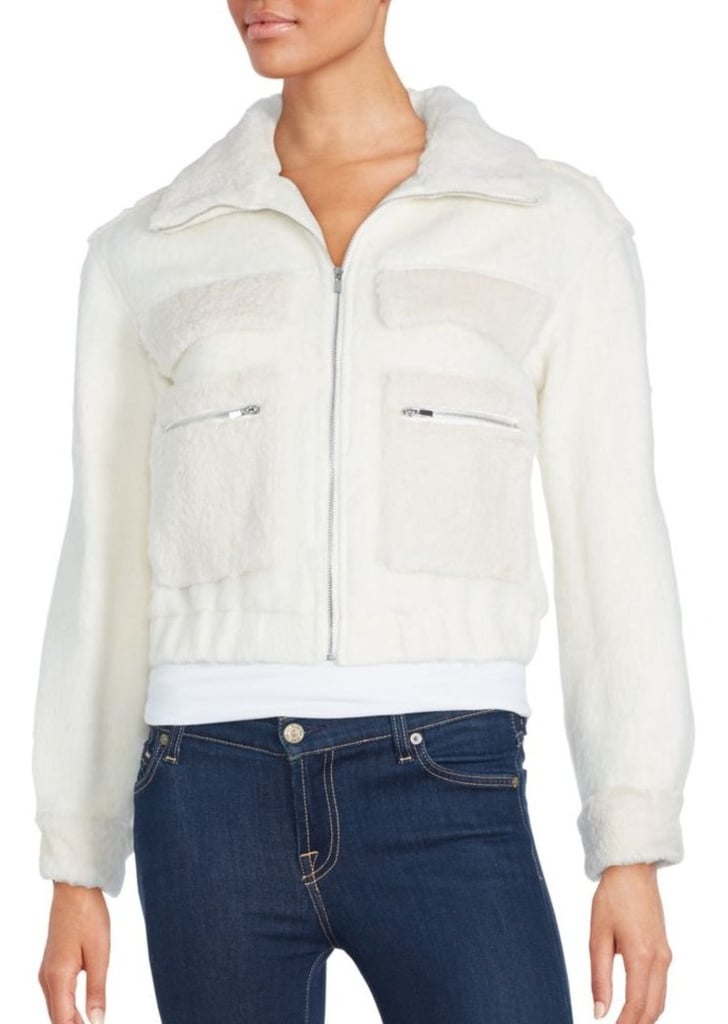 Diane von Furstenberg Rabbit Fur-Trim Bomber Jacket