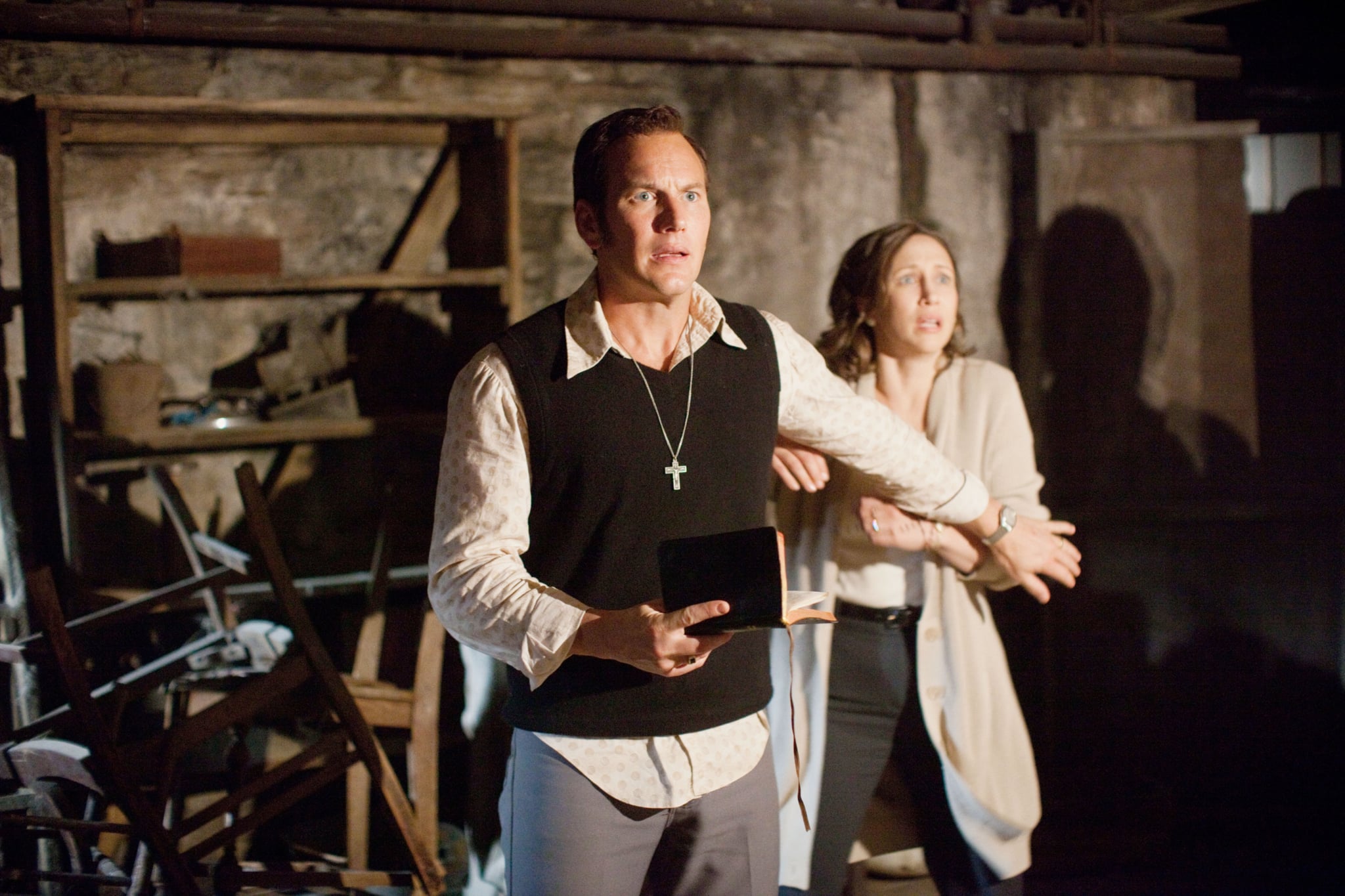 THE CONJURING, from left: Patrick Wilson, Vera Farmiga, 2013. ph: Michael Tackett/Warner Bros. Pictures/courtesy Everett Collection