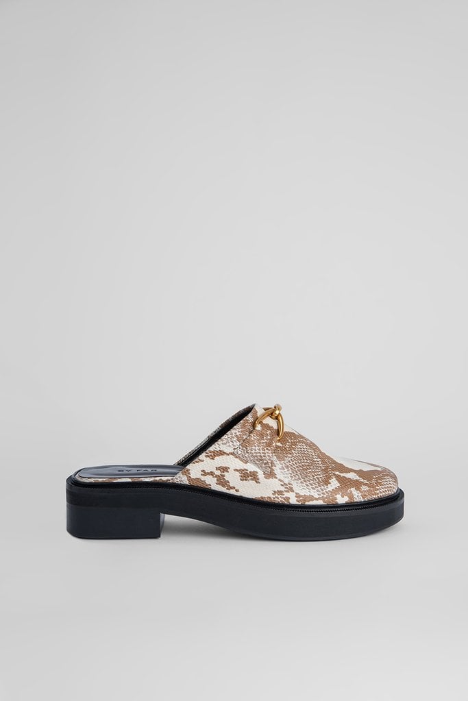 By Far Walker Almond Snake Print Leather