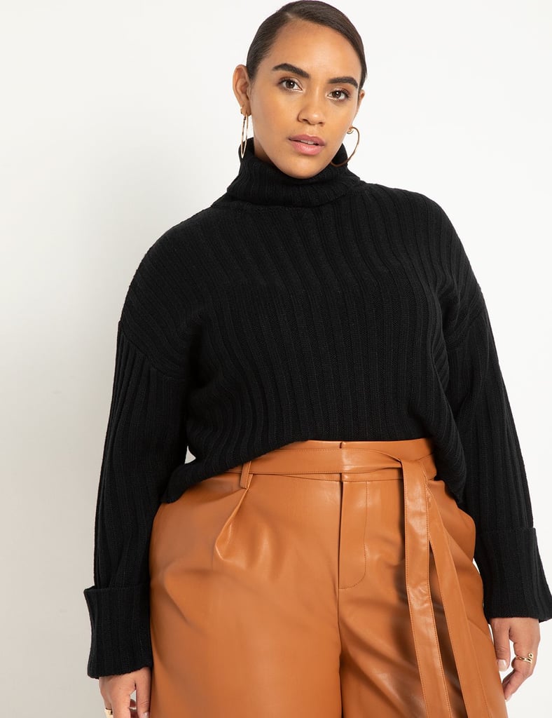 Great With High Waisted Bottoms: Eloquii Cropped Turtleneck With Roll Cuff