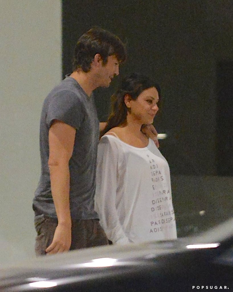 Pregnant Mila Kunis and Ashton Kutcher Kiss on a Date