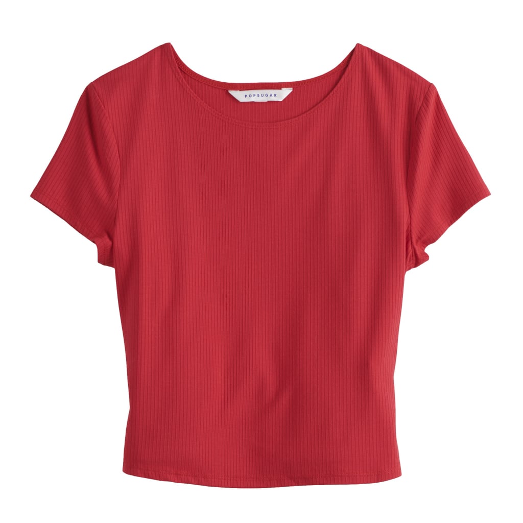 Short Sleeve Rib Crop in True Red