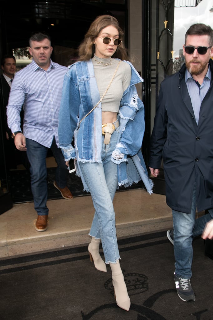 Gigi Hadid Denim Outfit at Paris Fashion Week Fall 2017