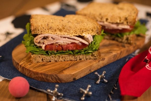 Smoked Turkey, Tomato, and Lettuce on Multigrain Bread