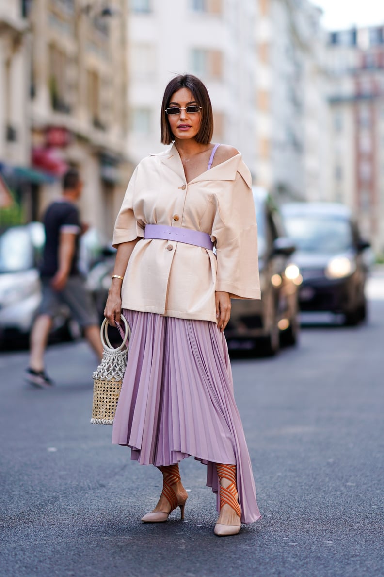 Style Your Dress With a Basket Bag and a Blazer