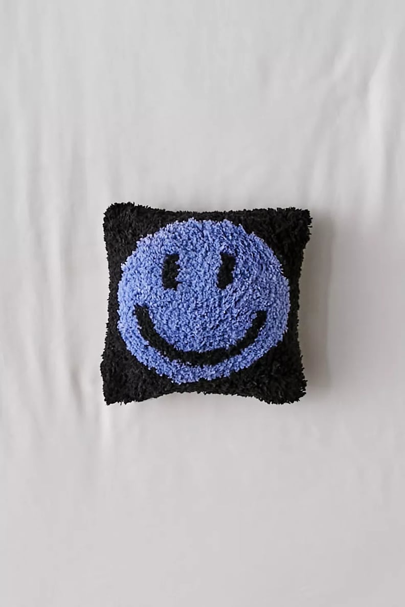 Happy Face Tufted Mini Throw Pillow