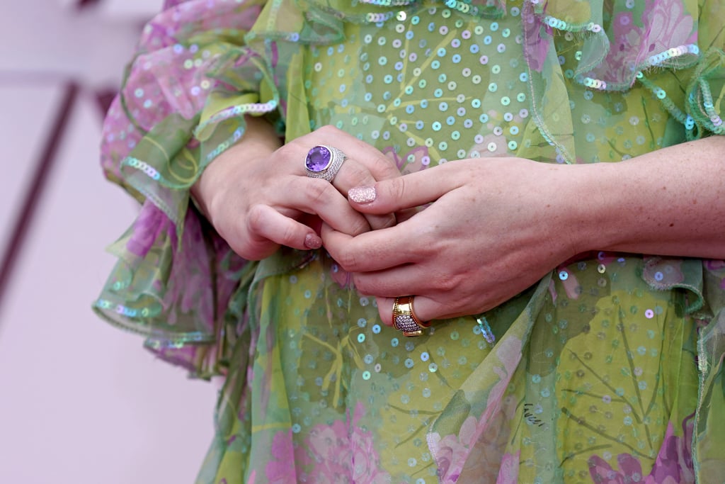 Emerald Fennell's Pink Glitter Nails at the 2021 Oscars