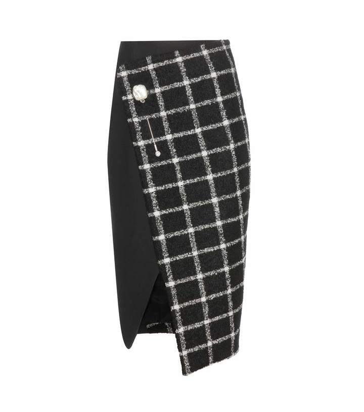 Balenciaga Check wool blend wrap skirt ($2,695)