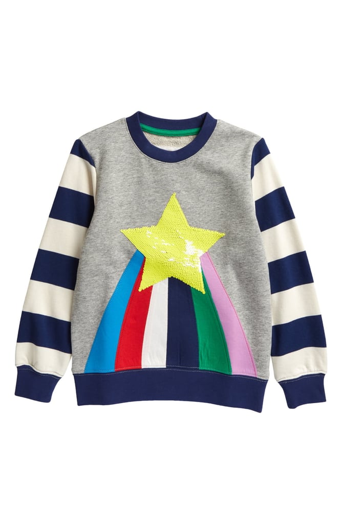 Mini Boden Flip Sequin Rainbow Sweatshirt