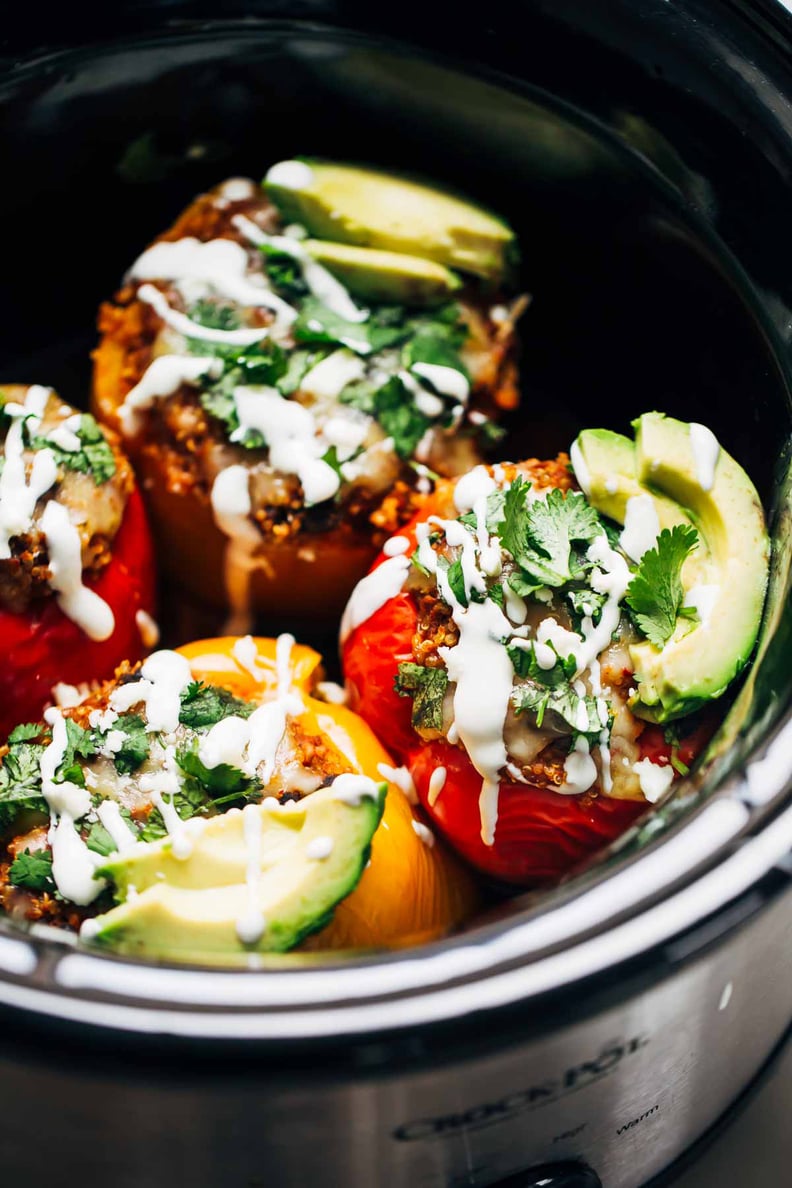 Slow-Cooker Quinoa and Black Bean Stuffed Peppers